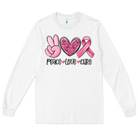 White peace love cure breast cancer Long Sleeve Tee - MaliasSmallBusiness