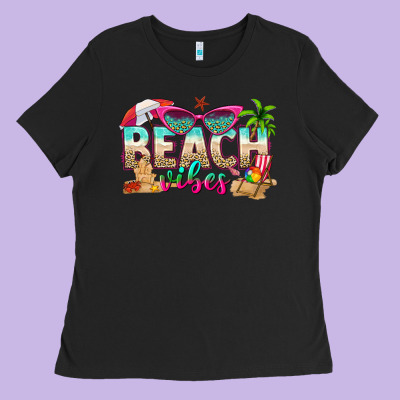 Beach Vibes Ladies Tee Designed By Texasbilliewilder