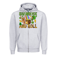Heather Grey Shamrock and roll Zipper Hoodie - BundleAndBundleShop