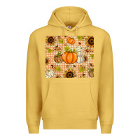 Antique Gold Fall Pumpkins and Sunflowers with Leopard Premium Hoodie - texasbilliewilder