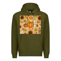 Army Green Fall Pumpkins and Sunflowers with Leopard Premium Hoodie - texasbilliewilder