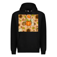 Black Fall Pumpkins and Sunflowers with Leopard Premium Hoodie - texasbilliewilder