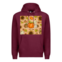 Burgundy Fall Pumpkins and Sunflowers with Leopard Premium Hoodie - texasbilliewilder