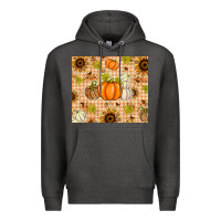 Charcoal Heather Fall Pumpkins and Sunflowers with Leopard Premium Hoodie - texasbilliewilder