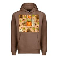 Chestnut Fall Pumpkins and Sunflowers with Leopard Premium Hoodie - texasbilliewilder