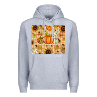 Heather Grey Fall Pumpkins and Sunflowers with Leopard Premium Hoodie - texasbilliewilder