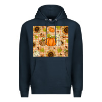 Navy Fall Pumpkins and Sunflowers with Leopard Premium Hoodie - texasbilliewilder
