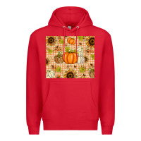Red Fall Pumpkins and Sunflowers with Leopard Premium Hoodie - texasbilliewilder