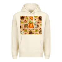 Sandshell Fall Pumpkins and Sunflowers with Leopard Premium Hoodie - texasbilliewilder