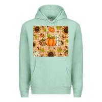 Seafoam Fall Pumpkins and Sunflowers with Leopard Premium Hoodie - texasbilliewilder