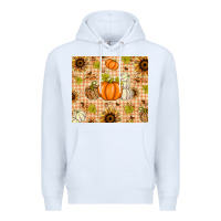 White Fall Pumpkins and Sunflowers with Leopard Premium Hoodie - texasbilliewilder