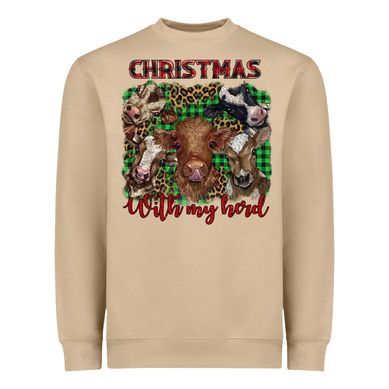 Christmas With My Herd Cows Heavyweight Sweatshirt by BarkalooDesign | Teevron