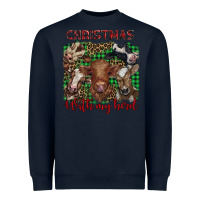 Navy christmas with my herd cows Heavyweight Sweatshirt - BarkalooDesign