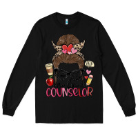 Black messy bun one loved counselor Long Sleeve Tee - MaliasSmallBusiness