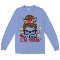 Colony Blue messy bun one loved counselor Long Sleeve Tee - MaliasSmallBusiness