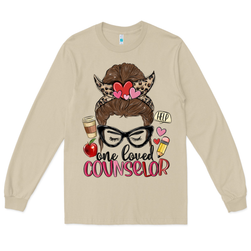 Messy Bun One Loved Counselor Long Sleeve Tee by MaliasSmallBusiness | Teevron