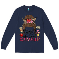 Navy messy bun one loved counselor Long Sleeve Tee - MaliasSmallBusiness