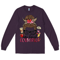 Plum messy bun one loved counselor Long Sleeve Tee - MaliasSmallBusiness