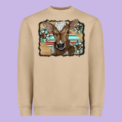 Western Wreath Baby Calf Heavyweight Sweatshirt Designed By Barkaloodesign