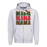 Heather Grey Christmas Mama Zipper Hoodie - BundleAndBundleShop