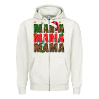 Oatmeal Heather Christmas Mama Zipper Hoodie - BundleAndBundleShop