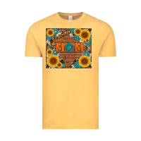 Vintage Mustard sunflower gemstone and mom with cowhide Vintage Tee - Artiststas