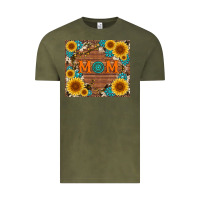 Vintage Olive sunflower gemstone and mom with cowhide Vintage Tee - Artiststas