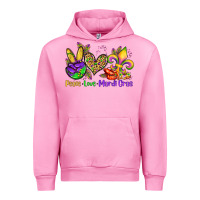 Fuchsia Pink peace love mardi gras olivia Urban Hoodie - OliviaCreatesArt