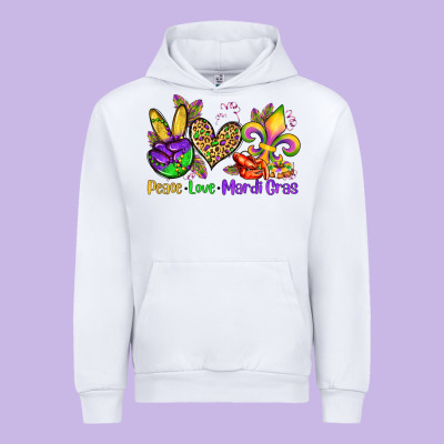 Peace Love Mardi Gras Olivia Urban Hoodie Designed By Oliviacreatesart