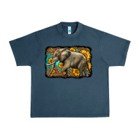 Midnight Navy western sunflowers elephant Urban Heavy Tee - LillyAllenDesigns