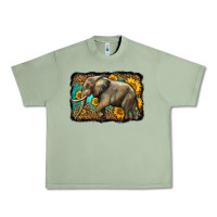 Oil Green western sunflowers elephant Urban Heavy Tee - LillyAllenDesigns