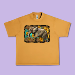 Western Sunflowers Elephant Urban Heavy Tee Designed By Lillyallendesigns