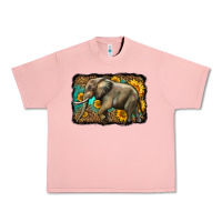 Salmon western sunflowers elephant Urban Heavy Tee - LillyAllenDesigns
