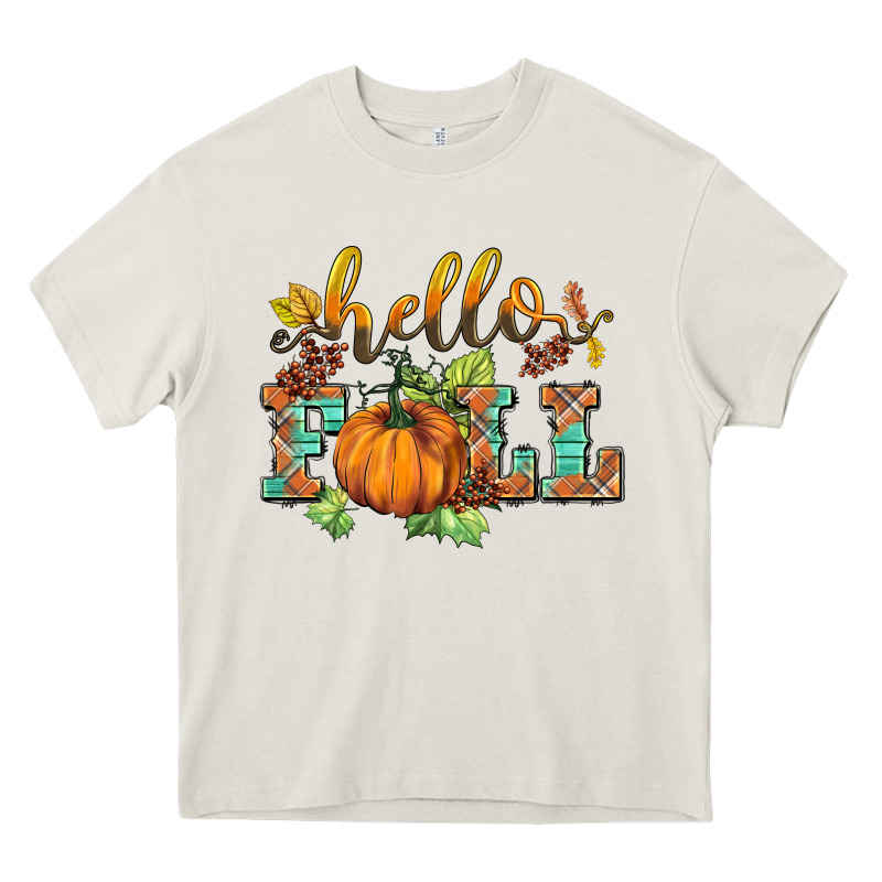 Hello Fall Pumpkin Heavy Core Tee by BarkalooDesign | Teevron