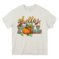 Cream hello fall pumpkin Heavy Core Tee - BarkalooDesign