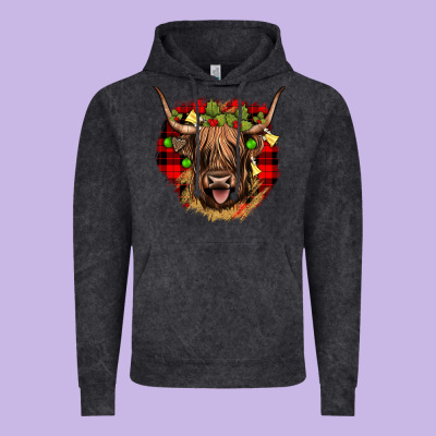 Highland Cow  Christmas Vintage Hoodie Designed By Jahusdesignshop