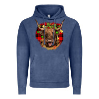 Vintage Denim highland cow  christmas Vintage Hoodie - JahusDesignShop