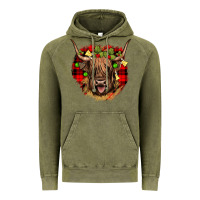 Vintage Olive highland cow  christmas Vintage Hoodie - JahusDesignShop
