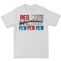 Dove Grey Red white and pew pew pew Premium Tee - CowGirlArtShop