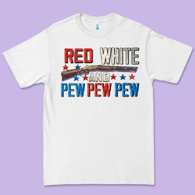 Red White And Pew Pew Pew Premium Tee Designed By Cowgirlartshop