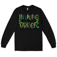 Black in june we wear green scoliosis awareness Long Sleeve Tee - MaliasSmallBusiness