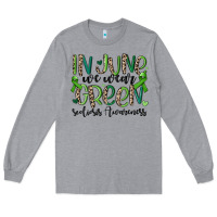 Heather Grey in june we wear green scoliosis awareness Long Sleeve Tee - MaliasSmallBusiness