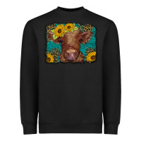 Black western leopard buffalo plaid baby highland cow Heavyweight Sweatshirt - BarkalooDesign