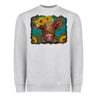 Heather Grey western leopard buffalo plaid baby highland cow Heavyweight Sweatshirt - BarkalooDesign