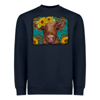 Navy western leopard buffalo plaid baby highland cow Heavyweight Sweatshirt - BarkalooDesign