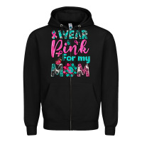 Black I Wear Pink For My Mom Zipper Hoodie - BundleAndBundleShop