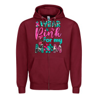 Burgundy I Wear Pink For My Mom Zipper Hoodie - BundleAndBundleShop