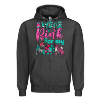 Charcoal Heather I Wear Pink For My Mom Zipper Hoodie - BundleAndBundleShop