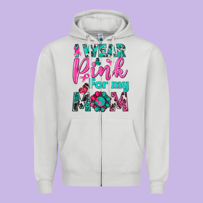 I Wear Pink For My Mom Zipper Hoodie Designed By Bundleandbundleshop
