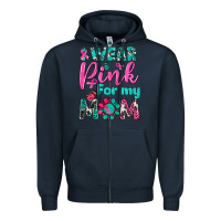 Navy I Wear Pink For My Mom Zipper Hoodie - BundleAndBundleShop